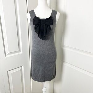 Twelve by Twelve Gray Bodycon Mini Dress w/ Black Bow Coquette & Whimsigoth, S/M